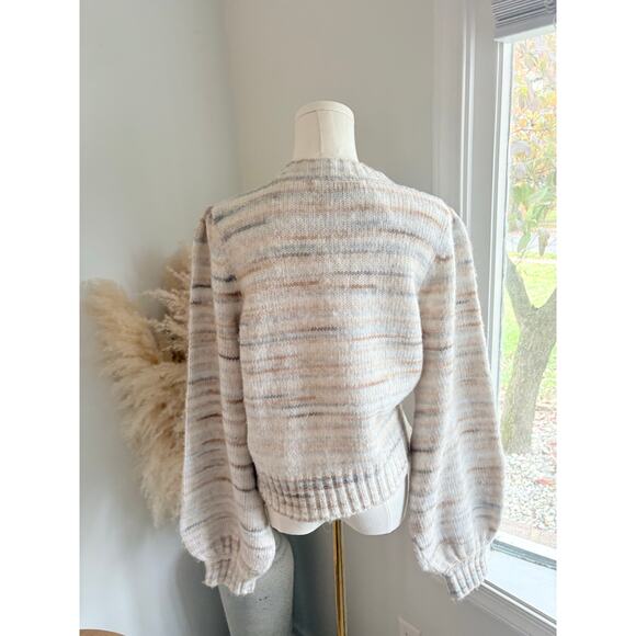 NWT French Connection Marley Space Dye Crewneck Sweater Womens Large Cream Tan - Picture 6 of 9